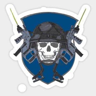 Special Ops Military Skull and Guns Sticker